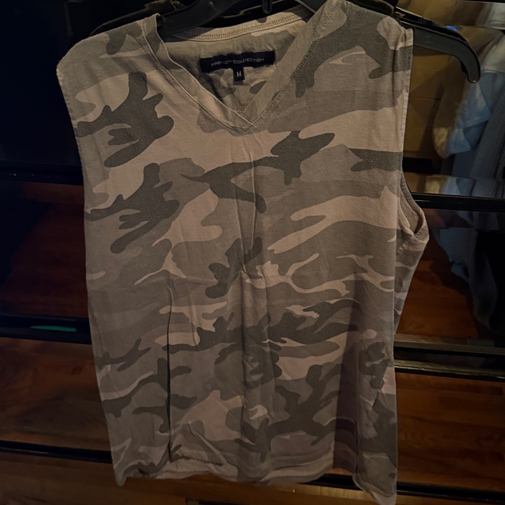 French Connection Camouflage V-Neck Top